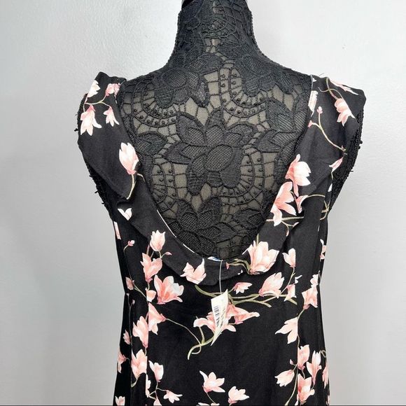 Sz XL Aeropostale Black Sleeveless Pink Floral Dress - Picture 6 of 10